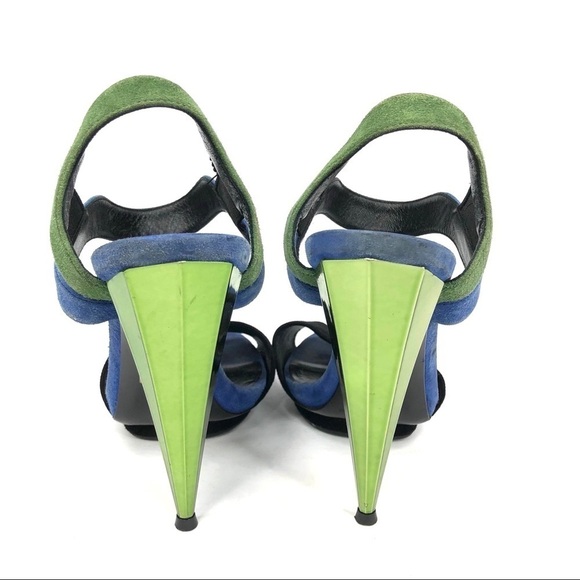 Gucci green blue suede prism heels authentic 36.5 - Picture 5 of 16